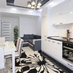 Black and White Striped Kitchen Mats