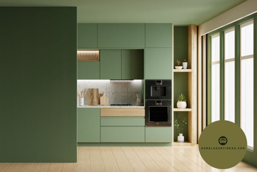 Green Color Kitchen Cabinets 